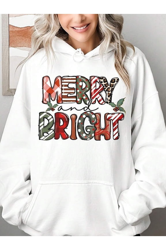 Christmas Sweatshirts For Women, Women Christmas Sweatshirt, Merry And Bright Hoodie, Merry Christma