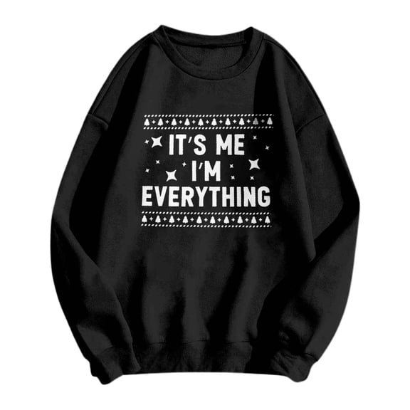 Christmas Sweatshirts Printed Couple Crew Neck Hoodless Sweatshirt And Christmas Hoodies Black S