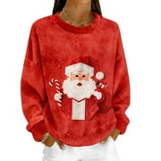 JUEBONG Christmas Sweatshirts for Women 2025 Trendy Graphic Sweatshirts Christmas Tree Christmas Decorations Christmas Gifts Christmas Lights Christmas Candy Sweatshirts
