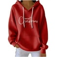 thumbnail image 1 of Christmas Sweatshirts for Women Christmas Tree Print Sweatshirt Comfort Casual Long Sleeve Hoodies Santa Claus Print Pullover Sweater Blouses Fleece Xmas Holiday Tops with Kangaroo Pocket, 1 of 4