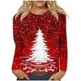 thumbnail image 1 of Christmas Sweatshirts for Women Christmas Tree Print T Shirt Long Sleeve Tops Xmas Jumper Casual Xmas Tree Graphic Sweatshirt Comfy Pullover Loose Round-Neck Blouses Ladies Xmas Holiday Costume, 1 of 5