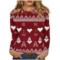 thumbnail image 1 of Christmas Sweatshirts for Women Christmas Tree Print T Shirt Long Sleeve Tops Xmas Jumper Casual Xmas Tree Graphic Sweatshirt Comfy Pullover Loose Round-Neck Blouses Ladies Xmas Holiday Costume, 1 of 5