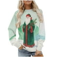thumbnail image 1 of Christmas Sweatshirts Women Funny Christmas Reindeer Xmas Santa Graphic Fall Pullover Cute Long Sleeve Crewneck Tops, 1 of 9