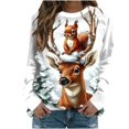 thumbnail image 1 of Christmas Sweatshirts For Women Vintage Animal Graphic Ugly Sweaters Tops Western Long Sleeve R-neck Pullover with Christmas Tree Print for Seasonal Fun,White,2XL, 1 of 5