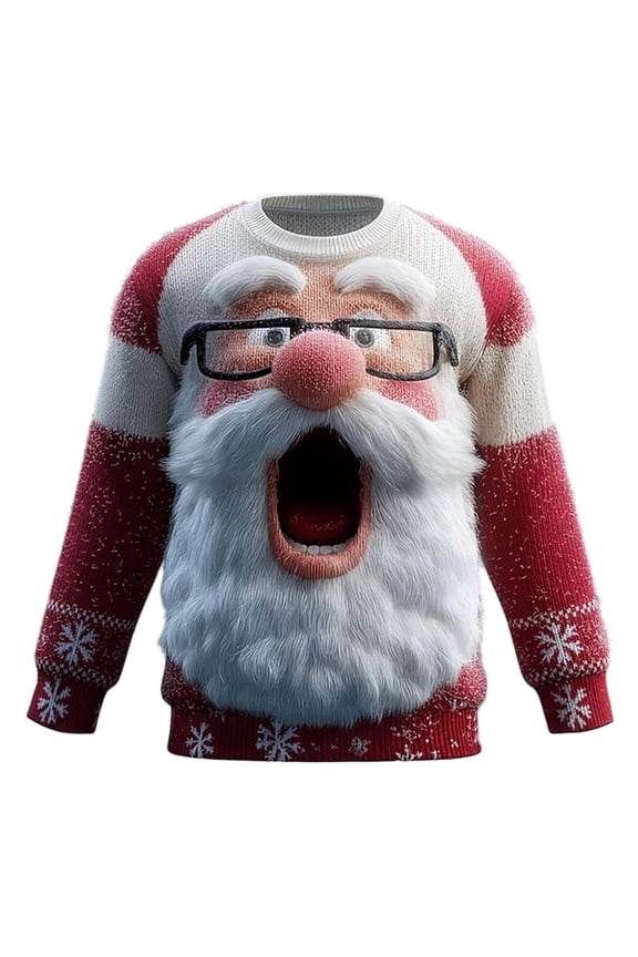 Christmas Sweatshirts for Men Plus Sizes Long Sleeve Crewneck Pullover Sweater Xmas Gift Winter Casual Slim Fit Christmas Sweatshirt Red XXXL