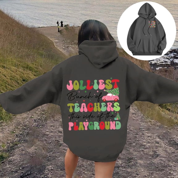 Christmas Sweatshirts for Women 2025 Women'S Winter Hooded with Velvet Loose Lazy Student Hooded Tops Christmas Hoodie Dark Gray M