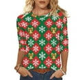 thumbnail image 1 of Christmas Sweatshirts for Women 3/4 Length Sleeve Christmas Tops Xmas Graphic Pullover Sweater Blouses Fleece Xmas Holiday Blouses Tops, 1 of 6