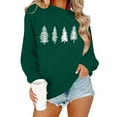 thumbnail image 1 of Christmas Sweatshirts for Women Casual Christmas Tree Graphic Long Sleeve Shirt Xmas Holiday Party Pullover Blouse, 1 of 8
