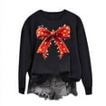 thumbnail image 1 of Christmas Sweatshirts for Women Crewneck Long Sleeve Fleece Pullover Oversized Top Oversized Cute Print Loose Fit Hoodie (Black L), 1 of 1