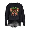 thumbnail image 1 of Christmas Sweatshirts for Women Crewneck Long Sleeve Fleece Pullover Oversized Top Oversized Cute Print Loose Fit Hoodie (Black S), 1 of 1