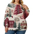 thumbnail image 1 of Christmas Sweatshirts for Women Cute Shirt Fall Pullover Top with Christmas Tree Print for Festive Outfits and Gifts,Vermilion,4XL, 1 of 4