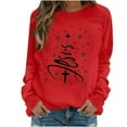 thumbnail image 1 of Christmas Sweatshirts for Women Loose Fit Christian Printed Vintage Xmas Tree Holiday Tops Casual Pullovers (L, Wine), 1 of 7