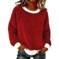 thumbnail image 1 of Christmas Sweatshirts for Women No Hood,Soft Fuzzy Fleece Crewneck Sweatshirt,Loose Fit Warm Winter Pullover Sweatshirts, 1 of 1