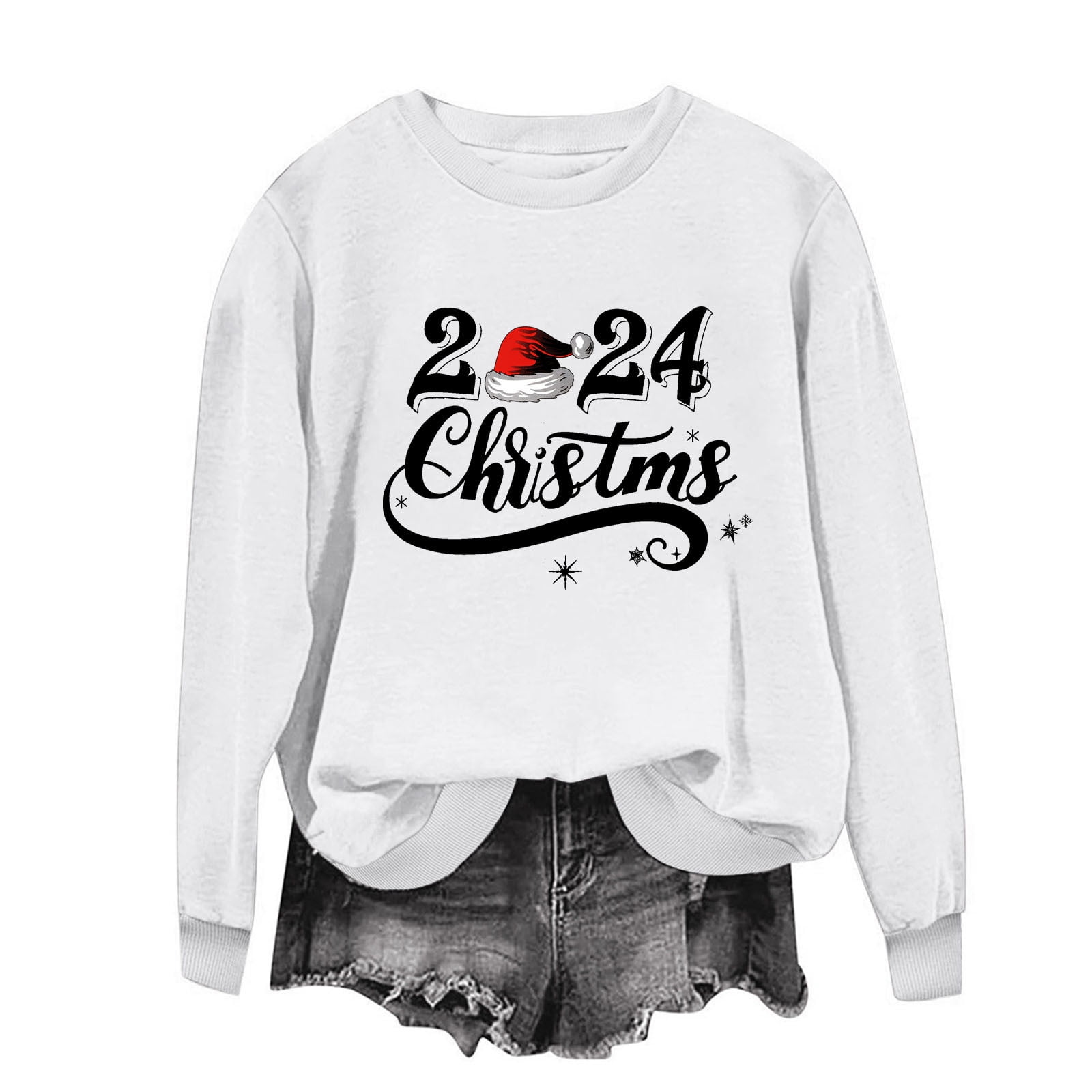 Christmas Sweatshirts for Women Oversized Letter Printing Pullover Tops