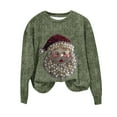 thumbnail image 1 of Christmas Sweatshirts for Women Retro Pearl Santa Claus 3D Graphic Long Sleeve Sweater Shirt Xmas Holiday Pullover Tops, 1 of 5