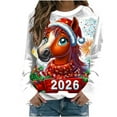thumbnail image 1 of Christmas Sweatshirts for Women Round Neck Shirts Fashion Christmas Funny Printed Blouses Long Sleeve Sweaters Casual Xmas Holiday Pullover Tops, 1 of 6