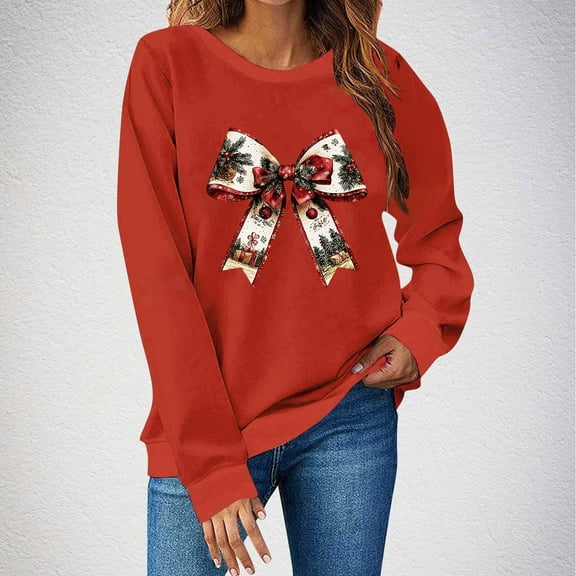 Christmas Sweatshirts for Women Santa Claus Graphic Crewneck Oversized Long Sleeve Pullover Holiday Party Tops Cozy Casual Christmas Shirt