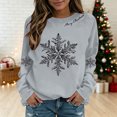 thumbnail image 1 of Christmas Sweatshirts for Women Snowflake Crewneck Long Sleeve Pullover Sweatshirts Holiday Festive Loose Fit Casual Sweatshirts, XL, 1 of 5