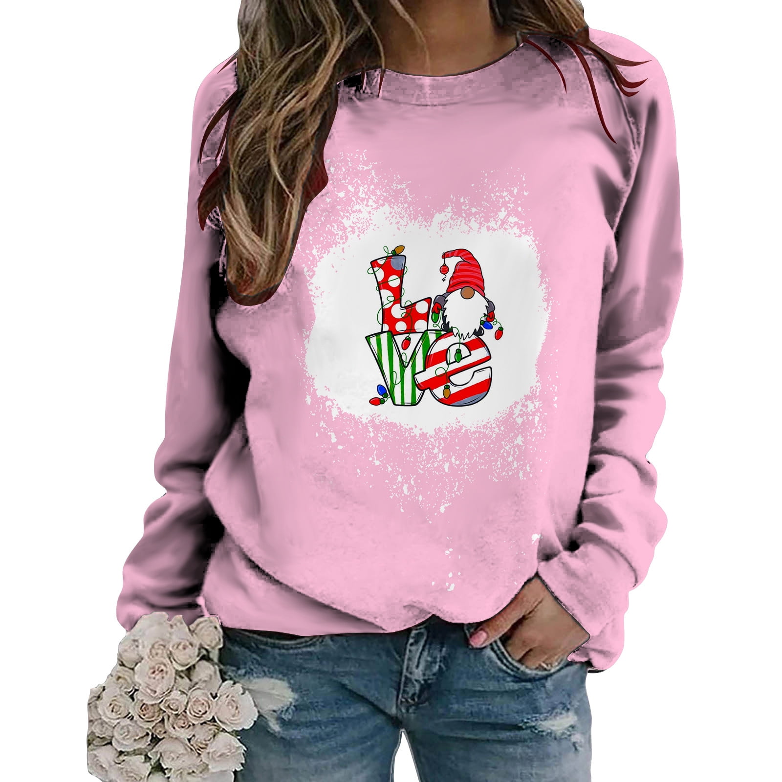 Dyegold Thanksgiving Sweater Ladies Cute Pumpkin Gnome Pullover Tops Girls Fashion Womens Crewneck Sweatshirt Work Office Sport Plus Size Christmas