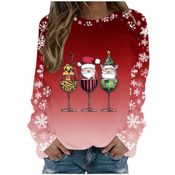 Christmas Sweatshirts for Women Sweatshirt 2025 Fall Tops Goth Long Sleeve Blouses Casual Lightweight Long Sleeve Pullover Tops