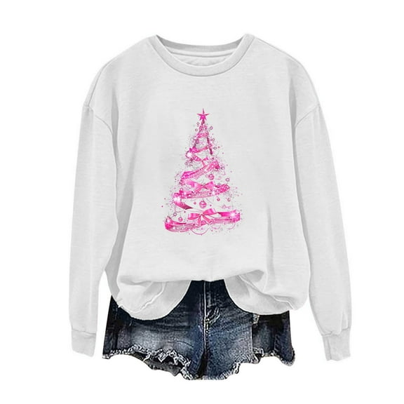 Christmas Sweatshirts for Women Sweatshirts Trendy Plus Size Crew Neck Cute Pullover Tops Long Sleeve Tops