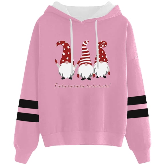 Christmas Sweatshirts for Women Women'S Christmas Printed Long Sleeve Tops Top | Festive Hooded Hoody Women Hoodies Pink S