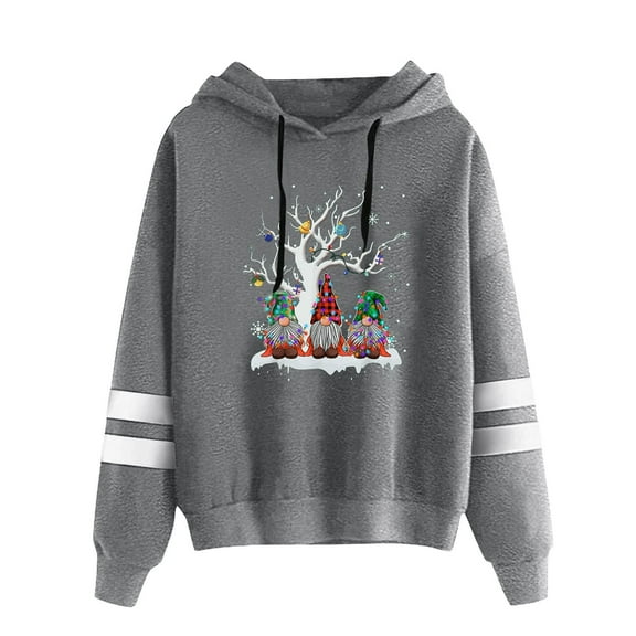 Christmas Sweatshirts for Women Women'S Christmas Tops Long Sleeve Pullover with Snowflake Print for Holiday Women Hoodies Grey XXL