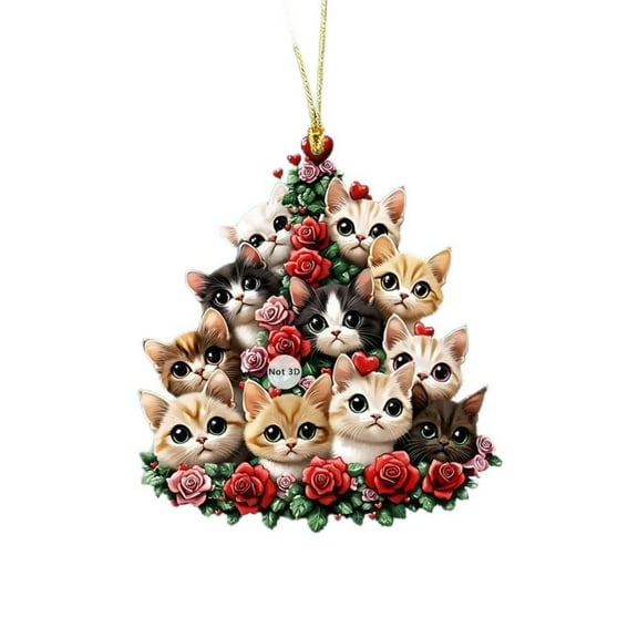 Christmas Sweet Dog Family Acrylic Pendant, Cute Rearview Mirror Accessories and Backpack Charm, Adorable Pet-Themed Decoration for Animal Lovers, 3.14 inch