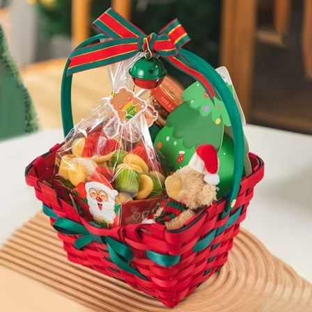 Christmas Sweethearts Gift Basket - Wooden Festive Candy Box with Snowflake Design, 21x17x13cm, Includes Assorted Chocolates & Holiday Treats, Perfect for Christmas Gifting (Red Green)