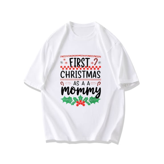 Christmas T Shirt Black First Christmas As A Mommy Holiday Pattern For New Moms Seasonal Celebration