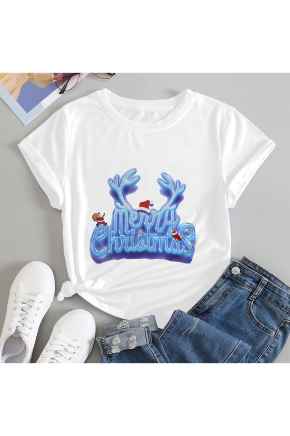 Christmas T Shirt Black Merry Christmas Reindeer And Elf Print For Holiday Party