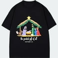 thumbnail image 1 of Christmas T Shirt Black Nativity Scene With Mary Joseph Baby Jesus Wise Men And Animals The Greatest Gift Of All Matthew 121 Christmas Holiday Wear, 1 of 4