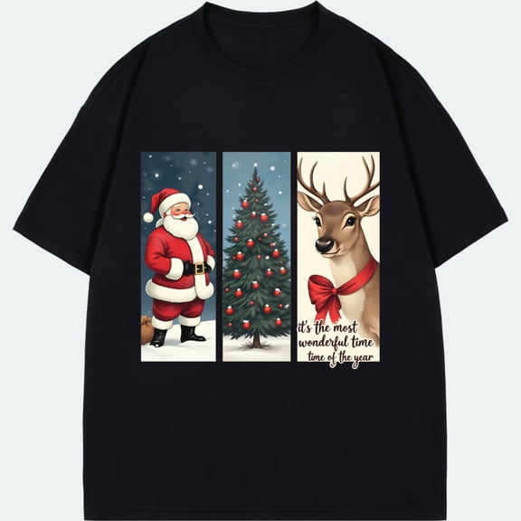 Christmas T Shirt Black Santa Claus Christmas Tree Reindeer It S The Most Wonderful Time Of The Year Holiday Party Gift Wear