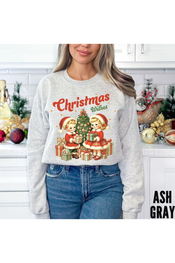 Christmas T-Shirt, Cute 1940s Boy and Girl T-Shirt, Christmas T-Shirt For Her, Retro Chris