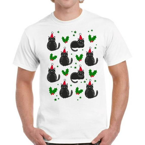 Christmas T Shirt for Men Funny Cats - S M L XL 2XL 3XL 4XL 5XL Xmas Graphic Tee - Christmas Gift Holiday Xmas Tee T-Shirt Mens