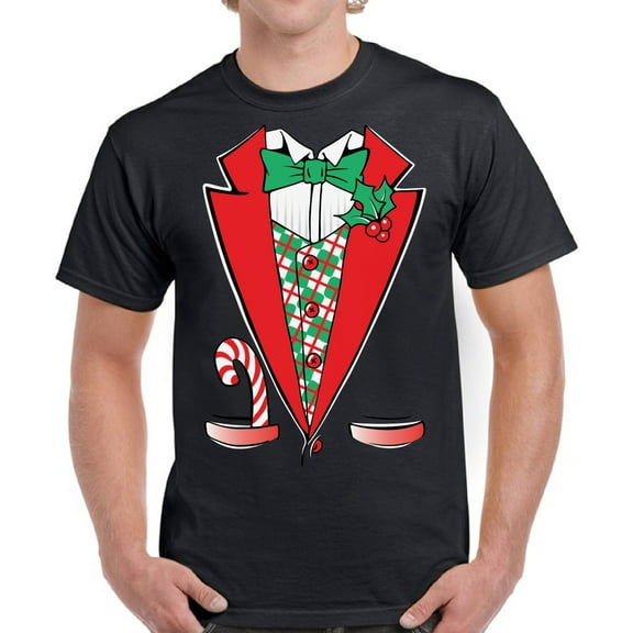 Christmas T Shirt for Men Tuxedo Christmas Costume - S M L XL 2XL 3XL 4XL 5XL Xmas Graphic Tee - Christmas Gift Holiday Cotton T-Shirt for Men