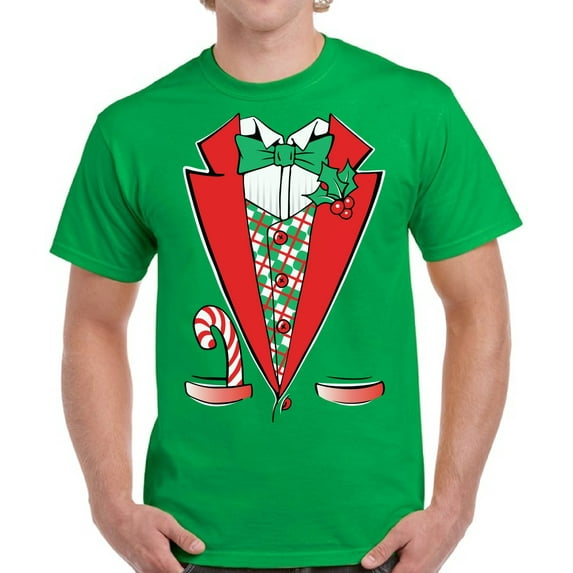 Christmas T Shirt for Men Tuxedo Christmas Costume - S M L XL 2XL 3XL 4XL 5XL Xmas Graphic Tee - Christmas Gift Holiday Cotton T-Shirt for Men