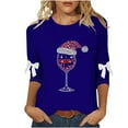 thumbnail image 1 of Christmas T Shirt for Women 3/4 Sleeve Holiday Tops Funny Wine Glass Print Casual Festive Xmas Tees Cute Outfits, 1 of 3