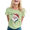 thumbnail image 1 of Christmas T Shirt for Women Xmas Satan Claus Print Short Sleeve Crew Neck Basic Tees Funny Gifts Holiday Casual Blouses, 1 of 4