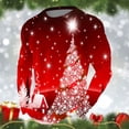 thumbnail image 1 of Christmas T-Shirts for Men Long Sleeve Star Christmas Tree Graphic Pajamas Tee Crew Neck Slim Fit Casual Fall Winter Family Xmas Gift Mens Shirts ZA Red XL, 1 of 3