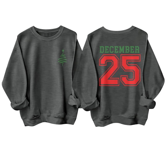 Christmas T-Shirts And Sweatshirts, Women'S Sweatshirts, Long-Sleeved Pullover Sweatshirts, Women'S Long-Sleeved Tops, Fashion Letter Print, Comfortable Wear,Dark Gray,S