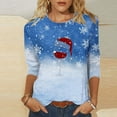 Christmas T Shirts for Women 2024 3/4 Sleeve Blouse Tops Ladies Casual