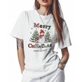 Christmas T Shirts for Women, Snowman Xmas Tree Snowflake Elk White