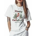 Christmas T Shirts for Women, Snowman Xmas Tree Snowflake Elk White Christmas T Shirts for Women, Snowman Xmas Tree Snowflake Elk White
