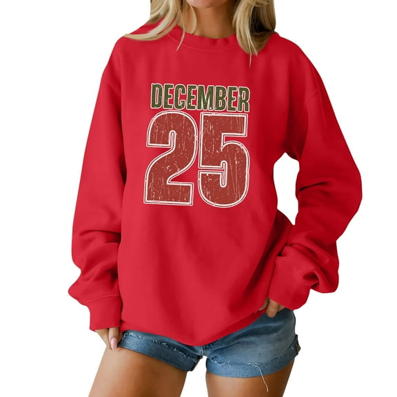 Christmas T-Shirts and Sweatshirts Women's Sweatshirts Long Sleeve Pullover Sweatshirts Women's Long Sleeve Tops,Red,2XL