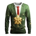 thumbnail image 1 of Christmas T-Shirts for Men Long Sleeve Funny 3D Graphic Party Crew Neck Casual Cozy Family Xmas Gift Mens T-Shirts Army Green XL, 1 of 3