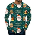 thumbnail image 1 of Christmas T-Shirts for Men Long Sleeve Merry Christmas Graphic Pajamas Tee Crew Neck Casual Slim Fit Family Xmas Gift Mens Shirts Navy XXL, 1 of 5