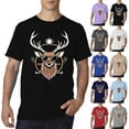 thumbnail image 1 of Christmas T-Shirts for Men Short Sleeve Funny Reindeer Graphic Tops Tee Crew Neck Casual Classic Christmas Family Xmas Gift Mens Shirts Black L, 1 of 4