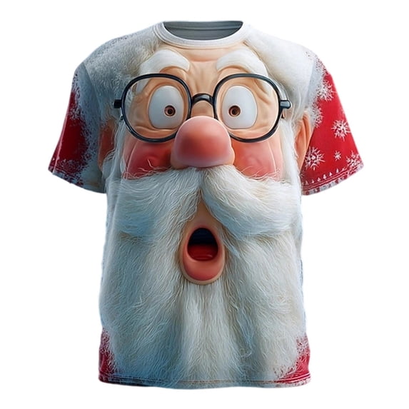 Christmas T-Shirts for Men Short Sleeve Funny Santa Graphic Pajamas Tee Crew Neck Casual Cozy Soft Holiday Family Xmas Gift Mens T-Shirts ZA White XL
