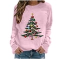 thumbnail image 1 of Christmas T-Shirts for Women Christmas Tree Print Long Sleeve Pullover Party Holiday Tees Fashion Fall Tops Loose Fit Crew Neck Shirts, 1 of 4